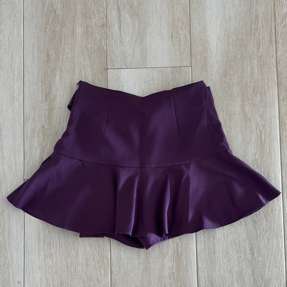Zara Purple Skort Tie Belt Flare Mini Skirt - Picture 4 of 5